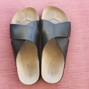 Black Leather Comfort Sandals